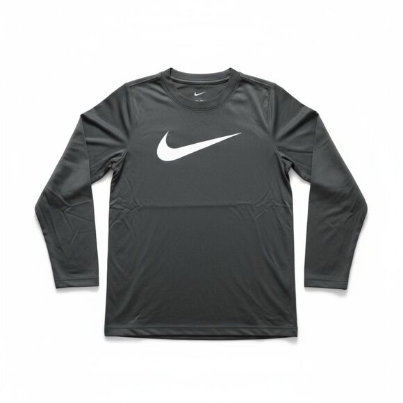 Nike Boys S Gray Long Sleeve Dri-Fit Athletic Top Performance Shirt NWT - Picture 2 of 9